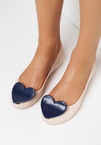 Bézs kék Balerina lapossarkú cipő