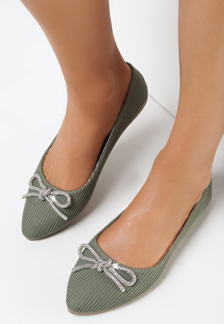 Zöld színűek Balerina lapossarkú cipő