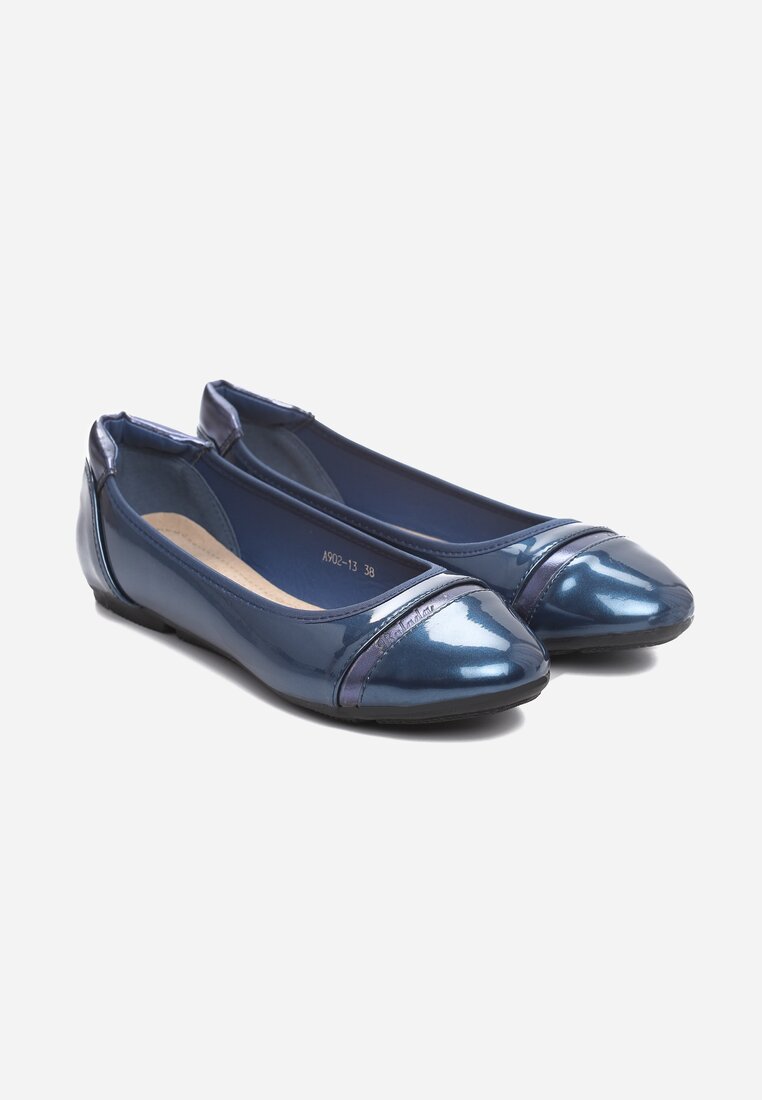 Tengerész kék balerina lapossarkú cipő