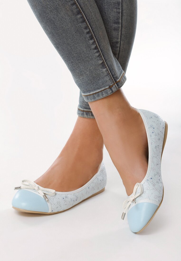 Kék balerina lapossarkú cipő
